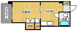 松岡ビル 1DKの間取図画像