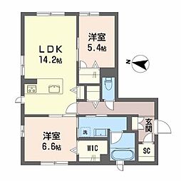 レジデンス西原ベレオ 2LDKの間取図画像
