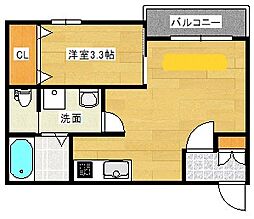 WISTERIA2 1LDKの間取図画像