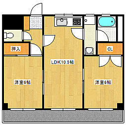 サンリット船本 2LDKの間取図画像