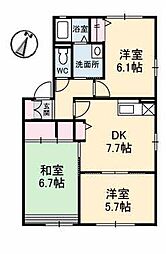 リッシュ伊藤B 3DKの間取図画像