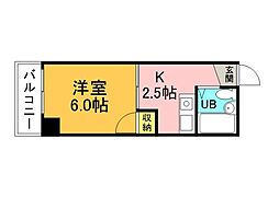 AXA舟入通り 1Kの間取図画像