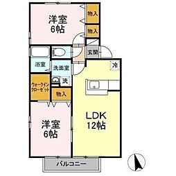 ヴィーブル石田 2LDKの間取図画像