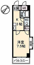 ファミーユツシゲ 1Kの間取図画像