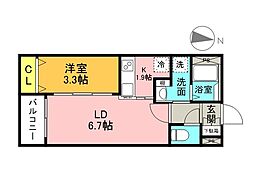 月光江波東零番館 1LDKの間取図画像
