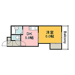 伊藤マンション 1DKの間取図画像
