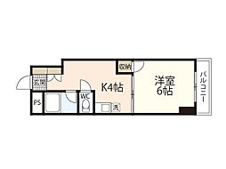 ローベンハイム永井 1Kの間取図画像