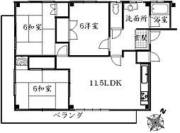 リバティーハイツ 3LDKの間取図画像