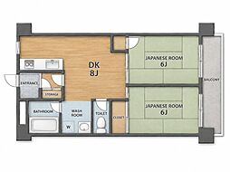 グランドハイツ山根 2DKの間取図画像