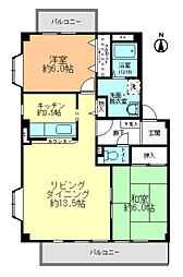 フォブール山田 2LDKの間取図画像