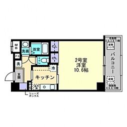 ディアメゾン十日市 1Kの間取図画像