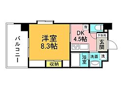 フォーラム牛田-7 1Kの間取図画像