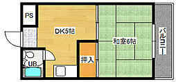 吉マンション 1DKの間取図画像
