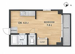 富士見町マンション 1Kの間取図画像
