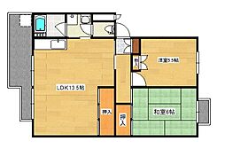 井口台サンハイツ 2階2LDKの間取り