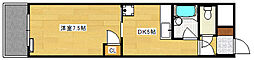 第3木本ビル 4階1DKの間取り