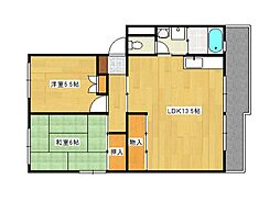 第2ビューハイツ 3階2LDKの間取り
