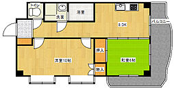 カーサフジタ 2階2DKの間取り