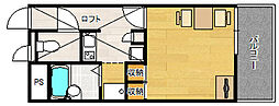 レオパレスASEBAII 2階1Kの間取り