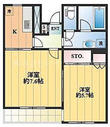 ビラ・アイオイ 2階2Kの間取り