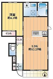 スイーダ高島平II 1階1LDKの間取り
