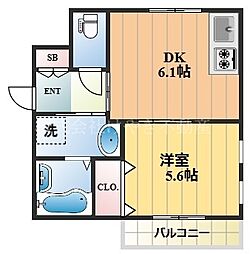 ディアフィールドみやぎ野 1DKの間取図画像