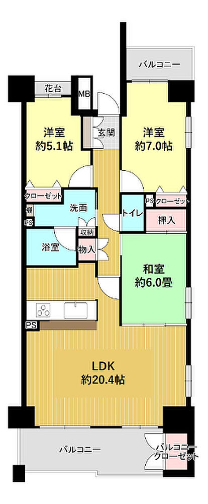 約20.4帖の開放感のある広々リビング!