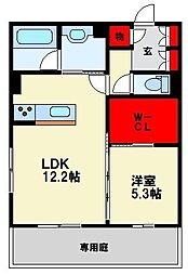 D-ROOM八幡駅前 1階1LDKの間取り