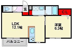 シャーメゾン則松東 1LDKの間取図画像