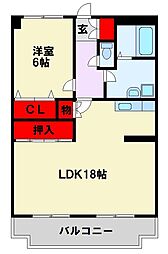クレベール青山 1LDKの間取図画像