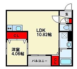 仮称)北九州市八幡西区大浦2丁目 A棟 1LDKの間取図画像
