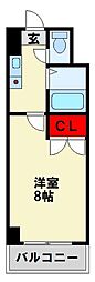 アリビオ八幡 1Kの間取図画像
