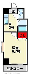 アリビオ八幡 1Kの間取図画像