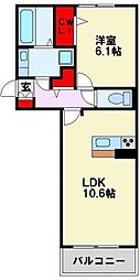 D-room相生町 1LDKの間取図画像