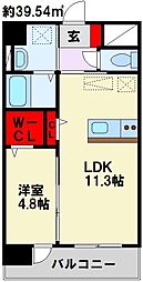 アースコートY'sシティ西神原 1LDKの間取図画像