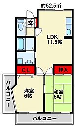 パークヒルズ黒崎 2LDKの間取図画像