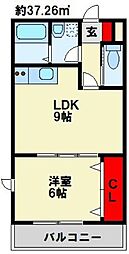 キミヱ華里レジデンス 1LDKの間取図画像