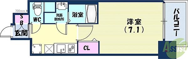 ファーストフィオーレ三宮イースト ｜兵庫県神戸市中央区東雲通5丁目(賃貸マンション1K・8階・24.30㎡)の写真 その2