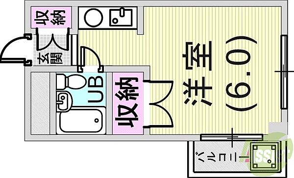 ジャルダン岡本 ｜兵庫県神戸市東灘区田中町2丁目(賃貸マンション1R・4階・18.58㎡)の写真 その2