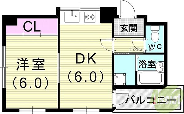 コーポ藤 ｜兵庫県西宮市甲子園春風町(賃貸マンション1DK・2階・30.49㎡)の写真 その2