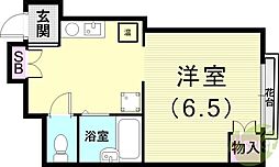 ロッコーガーデンホームズ ワンルームの間取図画像