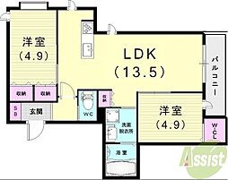 サンハイム米夢 2LDKの間取図画像
