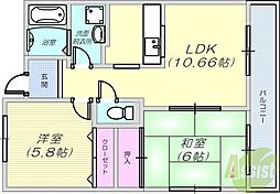 グリーングラス魚崎 2LDKの間取図画像