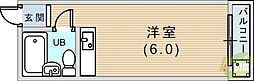 サンハイツ本山 ワンルームの間取図画像