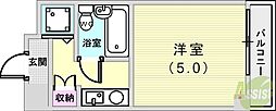 カサベラ岡本 ワンルームの間取図画像