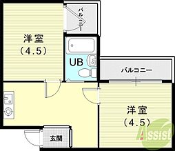 アメニティ東神戸五番館 2Kの間取図画像