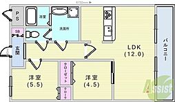メゾン神和C棟 2LDKの間取図画像