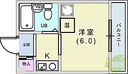 メゾンニューレーダー ワンルームの間取図画像