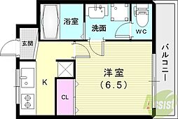 住吉レジデンス 1Kの間取図画像