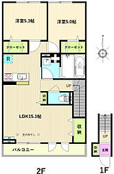 スイートフロムハイツ 2LDKの間取図画像
